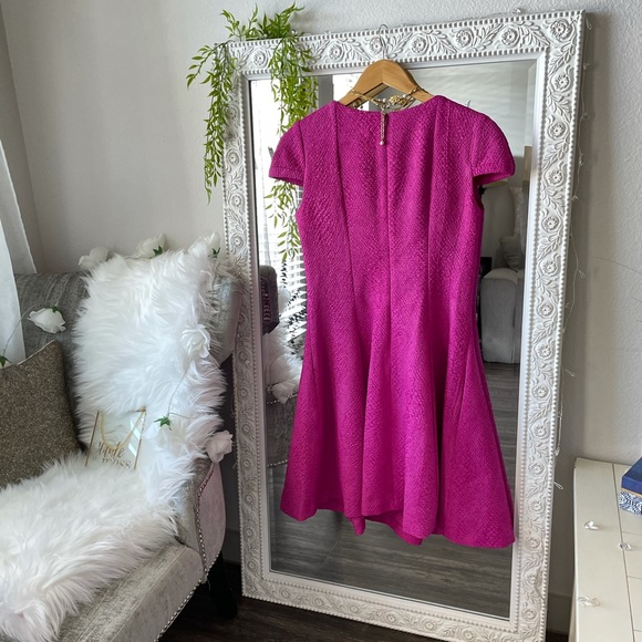 Yoana Baraschi Pink Fit Flare Cap sleeve New Sz 8 - Picture 6 of 10